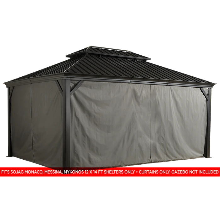 Curtains For Monaco, Messina, And Mykonos Gazebo, 12 Ft. X 14 Ft. Gray, Gazebo Not Included 3 Curtains For Monaco, Messina, And Mykonos Gazebo, 12 Ft. X 14 Ft. Gray, Gazebo Not Included - Image 3