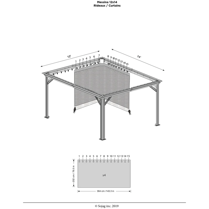 Curtains For Monaco, Messina, And Mykonos Gazebo, 12 Ft. X 14 Ft. Gray, Gazebo Not Included 5 Curtains For Monaco, Messina, And Mykonos Gazebo, 12 Ft. X 14 Ft. Gray, Gazebo Not Included - Image 5