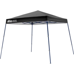 Solo Steel SOLO50 Slant Leg Pop-Up Canopy, 9 Ft. X 9 Ft. Black/Dark Blue Frame