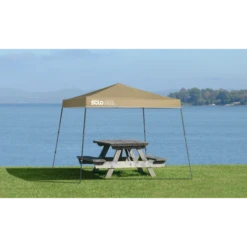 Solo Steel SOLO72 Slant Leg Pop-Up Canopy, 11 Ft. X 11 Ft. Khaki -ShelterLogic || Arrow Shop 167541ds 3