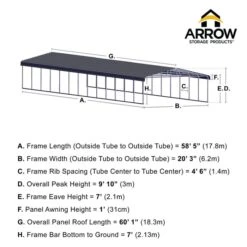 Arrow Carport, 20 Ft. X 60 Ft. X 7 Ft. Eggshell 11 Arrow Carport, 20 Ft. X 60 Ft. X 7 Ft. Eggshell -ShelterLogic || Arrow Shop 20x60 arrowcarport infographic pp 2000x2000 1119 1