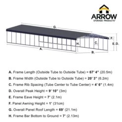 Arrow Carport, 20 Ft. X 69 Ft. X 7 Ft. Eggshell 11 Arrow Carport, 20 Ft. X 69 Ft. X 7 Ft. Eggshell -ShelterLogic || Arrow Shop 20x69 arrowcarport infographic pp 2000x2000 1119 1