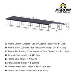 Arrow Carport, 20 Ft. X 87 Ft. X 7 Ft. Charcoal 11 Arrow Carport, 20 Ft. X 87 Ft. X 7 Ft. Charcoal -ShelterLogic || Arrow Shop 20x87 arrowcarport infographic pp 2000x2000 1119