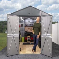 Arrow Select Steel Storage Shed, 6x5, Flute Grey