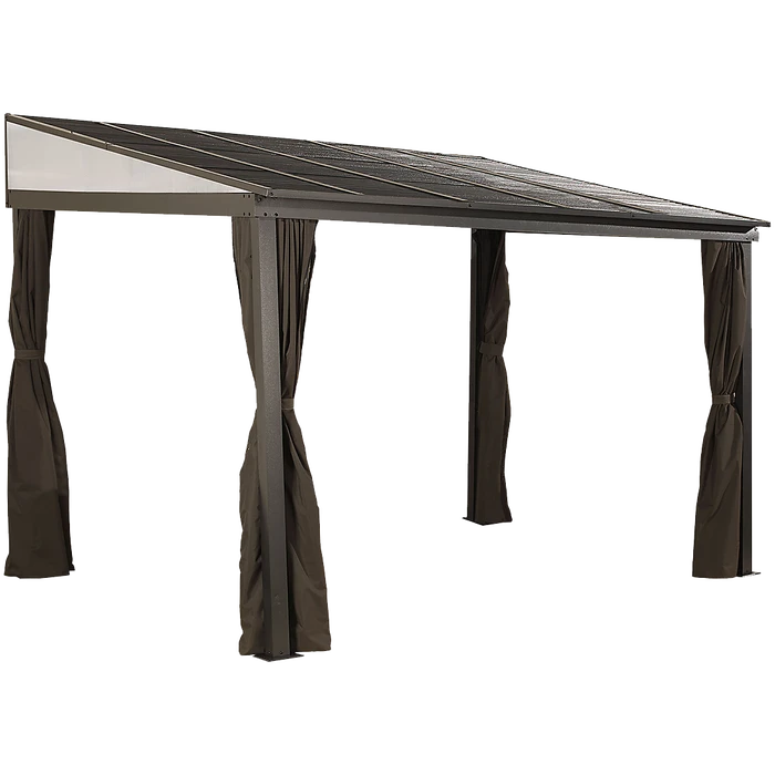 Portland Wall-Mounted Hardtop Gazebo, 10 Ft. X 12 Ft. Dark Brown 1 Portland Wall-Mounted Hardtop Gazebo, 10 Ft. X 12 Ft. Dark Brown