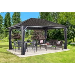 Genova Hardtop Gazebo, 12 Ft. X 16 Ft. Dark Brown 7 Genova Hardtop Gazebo, 12 Ft. X 16 Ft. Dark Brown -ShelterLogic || Arrow Shop 500 8160185 2 1