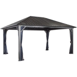 Genova Hardtop Gazebo, 12 Ft. X 16 Ft. Dark Brown