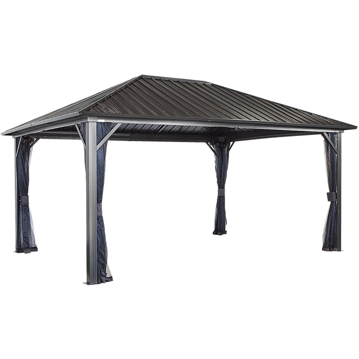 Genova Hardtop Gazebo, 12 Ft. X 16 Ft. Dark Brown 1 Genova Hardtop Gazebo, 12 Ft. X 16 Ft. Dark Brown