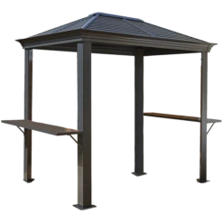 BBQ Mykonos Hardtop Grill Gazebo, 5 Ft. X 8 Ft. Light Gray