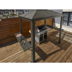 BBQ Mykonos Hardtop Grill Gazebo, 5 Ft. X 8 Ft. Light Gray -ShelterLogic || Arrow Shop 500 8162882 2