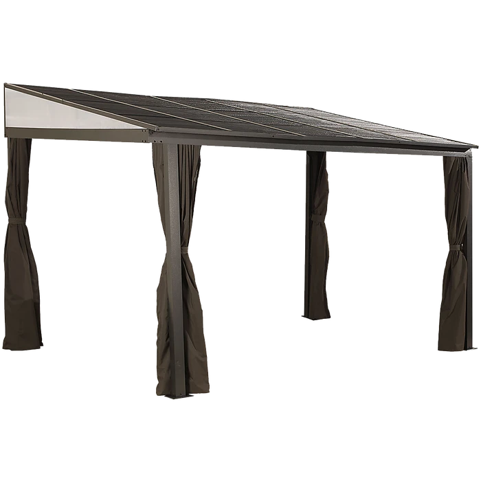 Portland Wall-Mounted Hardtop Gazebo, 10 Ft. X 14 Ft. Dark Brown 1 Portland Wall-Mounted Hardtop Gazebo, 10 Ft. X 14 Ft. Dark Brown