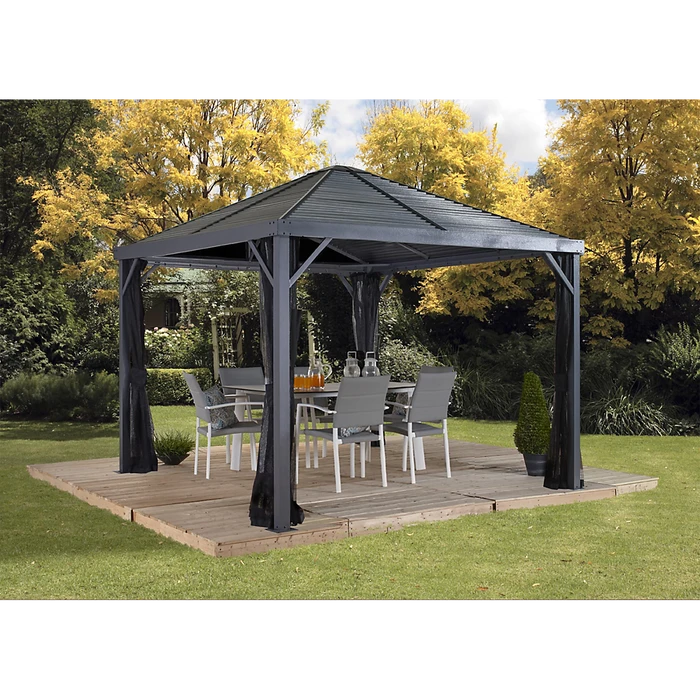 Sanibel Hardtop Gazebo, 8 Ft. X 8 Ft. Light Gray 2 Sanibel Hardtop Gazebo, 8 Ft. X 8 Ft. Light Gray - Image 2