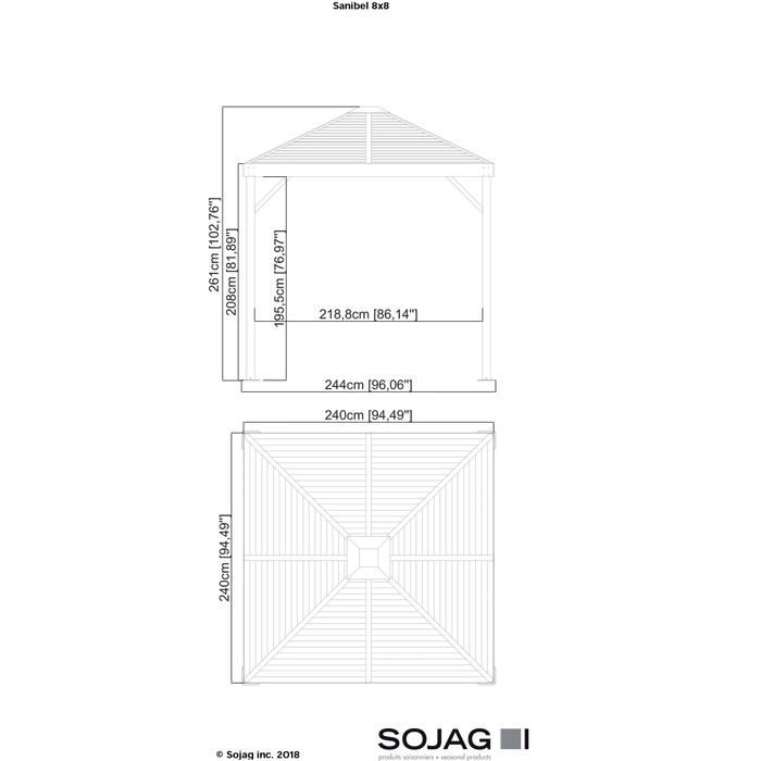 Sanibel Hardtop Gazebo, 8 Ft. X 8 Ft. Light Gray 4 Sanibel Hardtop Gazebo, 8 Ft. X 8 Ft. Light Gray - Image 4