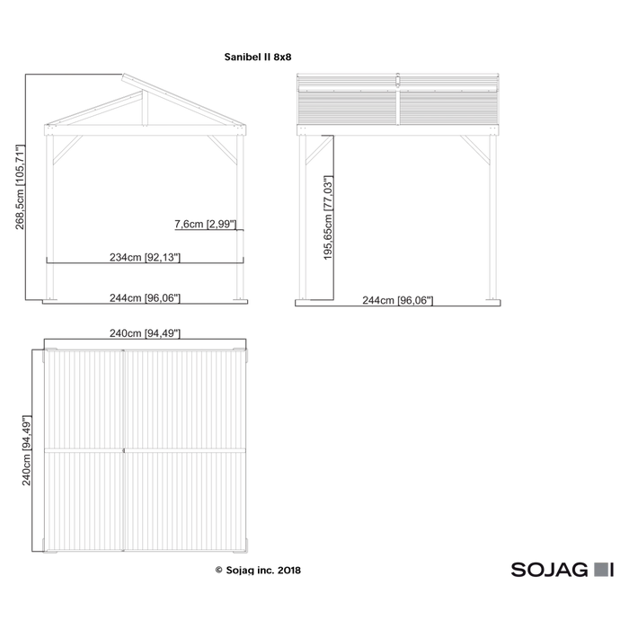 Sanibel II Hardtop Gazebo, 8 Ft. X 8 Ft. Light Gray 3 Sanibel II Hardtop Gazebo, 8 Ft. X 8 Ft. Light Gray - Image 3