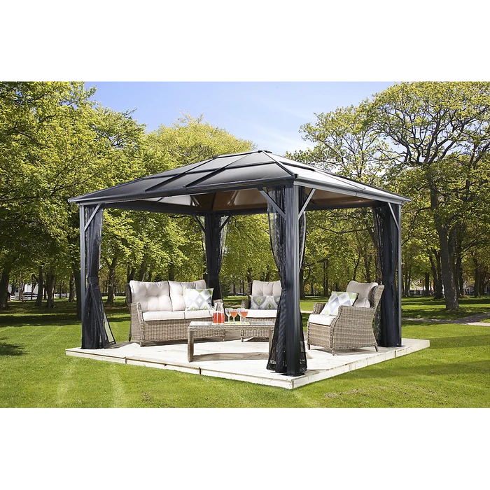 Meridien Hardtop Gazebo, 10 Ft. X 10 Ft. Dark Gray 2 Meridien Hardtop Gazebo, 10 Ft. X 10 Ft. Dark Gray - Image 2