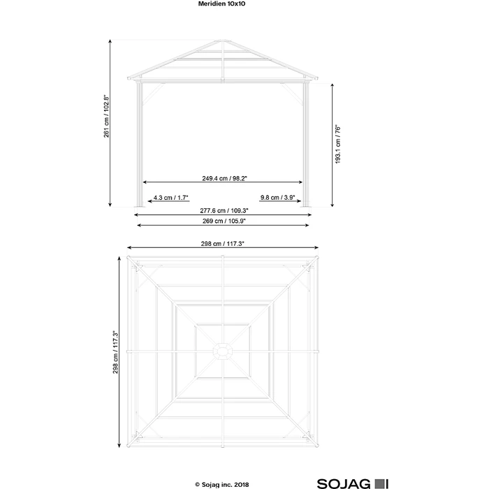 Meridien Hardtop Gazebo, 10 Ft. X 10 Ft. Dark Gray 3 Meridien Hardtop Gazebo, 10 Ft. X 10 Ft. Dark Gray - Image 3
