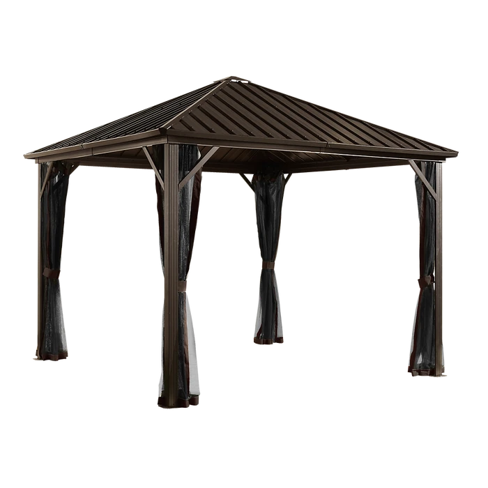 Dakota Hardtop Gazebo, 8 Ft. X 8 Ft. Dark Brown 1 Dakota Hardtop Gazebo, 8 Ft. X 8 Ft. Dark Brown