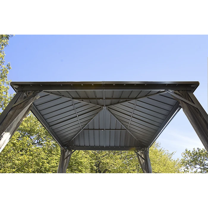 Dakota Hardtop Gazebo, 8 Ft. X 8 Ft. Dark Brown 3 Dakota Hardtop Gazebo, 8 Ft. X 8 Ft. Dark Brown - Image 3