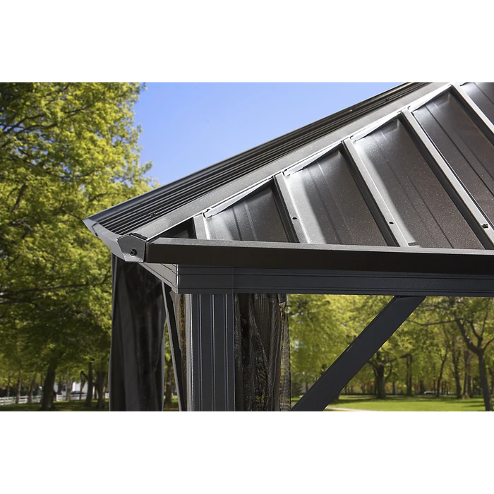 Dakota Hardtop Gazebo, 8 Ft. X 8 Ft. Dark Brown 4 Dakota Hardtop Gazebo, 8 Ft. X 8 Ft. Dark Brown - Image 4