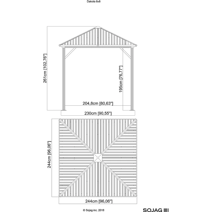 Dakota Hardtop Gazebo, 8 Ft. X 8 Ft. Dark Brown 6 Dakota Hardtop Gazebo, 8 Ft. X 8 Ft. Dark Brown - Image 6
