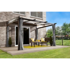 Budapest Wall-Mounted Hardtop Gazebo, 10 Ft. X 12 Ft. Dark Brown -ShelterLogic || Arrow Shop 500 9165234 4