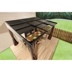 Francfort Wall-Mounted Hardtop Gazebo, 10 Ft. X 12 Ft. Dark Brown 8 Francfort Wall-Mounted Hardtop Gazebo, 10 Ft. X 12 Ft. Dark Brown -ShelterLogic || Arrow Shop 500 9165241 2