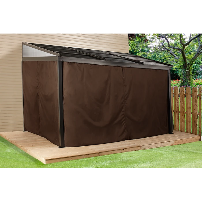 Francfort Wall-Mounted Hardtop Gazebo, 10 Ft. X 12 Ft. Dark Brown 5 Francfort Wall-Mounted Hardtop Gazebo, 10 Ft. X 12 Ft. Dark Brown - Image 5