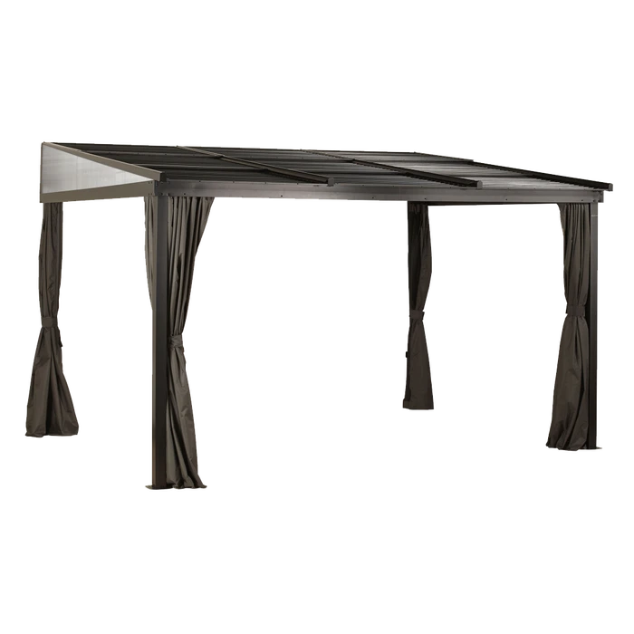 Francfort Wall-Mounted Hardtop Gazebo, 10 Ft. X 12 Ft. Dark Brown 1 Francfort Wall-Mounted Hardtop Gazebo, 10 Ft. X 12 Ft. Dark Brown