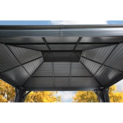 Mykonos II Double Roof Hardtop Gazebo, 12 Ft. X 14 Ft. Dark Gray 13 Mykonos II Double Roof Hardtop Gazebo, 12 Ft. X 14 Ft. Dark Gray -ShelterLogic || Arrow Shop 500 9165357 3