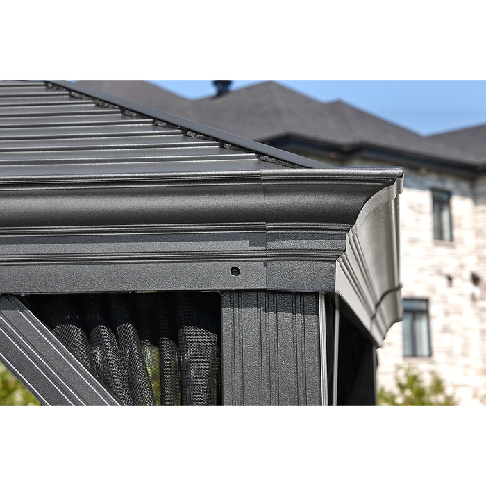 Mykonos II Double Roof Hardtop Gazebo, 12 Ft. X 14 Ft. Dark Gray 5 Mykonos II Double Roof Hardtop Gazebo, 12 Ft. X 14 Ft. Dark Gray - Image 5