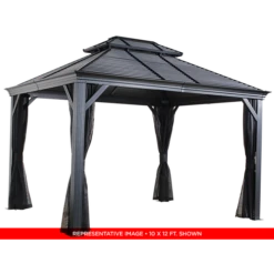 Mykonos II Double Roof Hardtop Gazebo, 12 Ft. X 14 Ft. Dark Gray 15 Mykonos II Double Roof Hardtop Gazebo, 12 Ft. X 14 Ft. Dark Gray -ShelterLogic || Arrow Shop 500 9165357 5