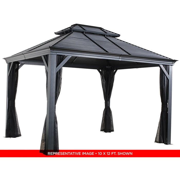 Mykonos II Double Roof Hardtop Gazebo, 12 Ft. X 14 Ft. Dark Gray 6 Mykonos II Double Roof Hardtop Gazebo, 12 Ft. X 14 Ft. Dark Gray - Image 6