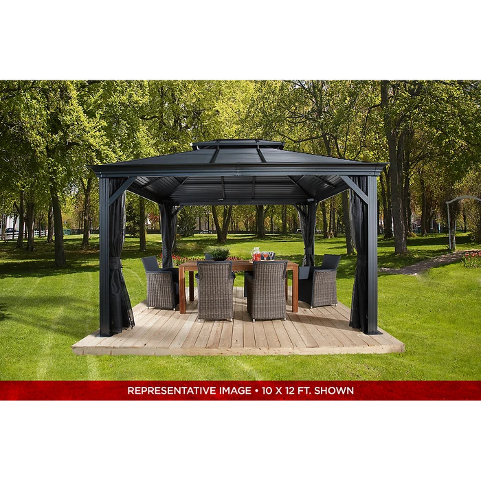 Mykonos II Double Roof Hardtop Gazebo, 12 Ft. X 14 Ft. Dark Gray 7 Mykonos II Double Roof Hardtop Gazebo, 12 Ft. X 14 Ft. Dark Gray - Image 7