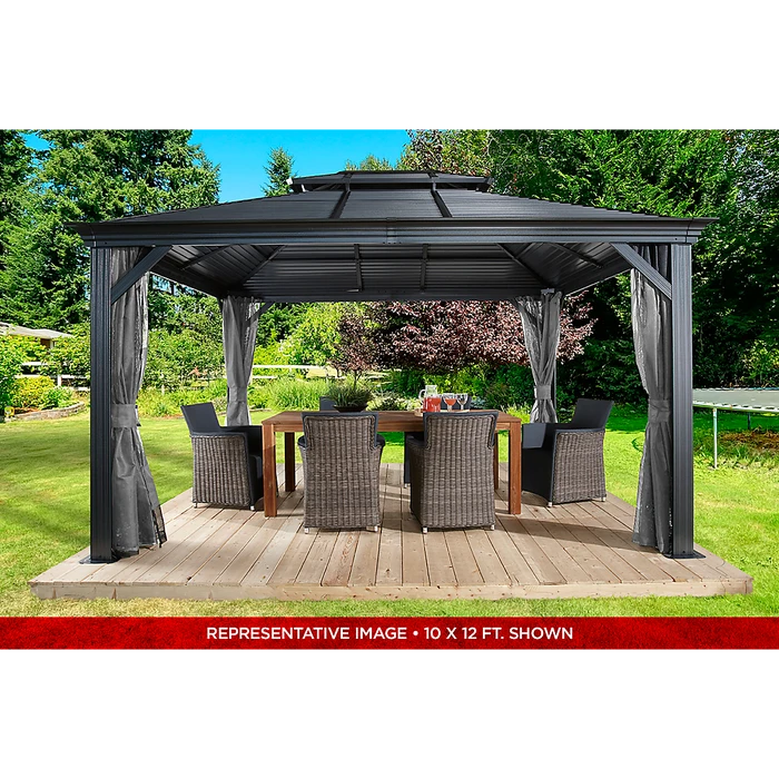 Mykonos II Double Roof Hardtop Gazebo, 12 Ft. X 14 Ft. Dark Gray 8 Mykonos II Double Roof Hardtop Gazebo, 12 Ft. X 14 Ft. Dark Gray - Image 8