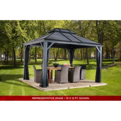 Mykonos II Double Roof Hardtop Gazebo, 12 Ft. X 14 Ft. Dark Gray 18 Mykonos II Double Roof Hardtop Gazebo, 12 Ft. X 14 Ft. Dark Gray -ShelterLogic || Arrow Shop 500 9165357 8