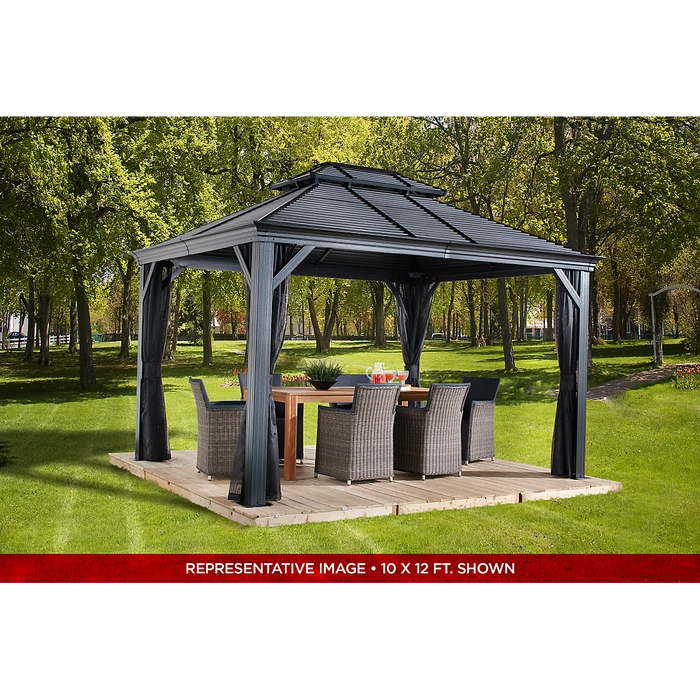 Mykonos II Double Roof Hardtop Gazebo, 12 Ft. X 14 Ft. Dark Gray 9 Mykonos II Double Roof Hardtop Gazebo, 12 Ft. X 14 Ft. Dark Gray - Image 9