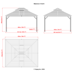 Mykonos II Double Roof Hardtop Gazebo, 12 Ft. X 14 Ft. Dark Gray 19 Mykonos II Double Roof Hardtop Gazebo, 12 Ft. X 14 Ft. Dark Gray -ShelterLogic || Arrow Shop 500 9165357 9