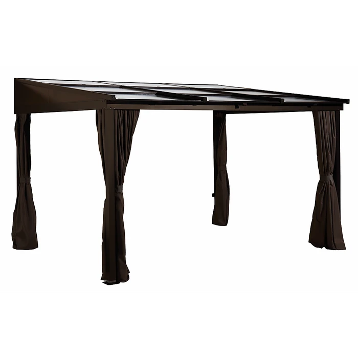 Sutton Wall-Mounted Hardtop Gazebo, 10 Ft. X 12 Ft. Dark Brown 1 Sutton Wall-Mounted Hardtop Gazebo, 10 Ft. X 12 Ft. Dark Brown