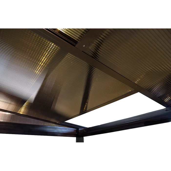 Sutton Wall-Mounted Hardtop Gazebo, 10 Ft. X 12 Ft. Dark Brown 3 Sutton Wall-Mounted Hardtop Gazebo, 10 Ft. X 12 Ft. Dark Brown - Image 3