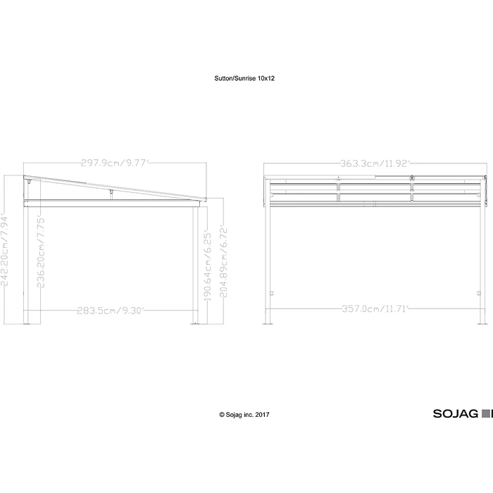 Sutton Wall-Mounted Hardtop Gazebo, 10 Ft. X 12 Ft. Dark Brown 4 Sutton Wall-Mounted Hardtop Gazebo, 10 Ft. X 12 Ft. Dark Brown - Image 4
