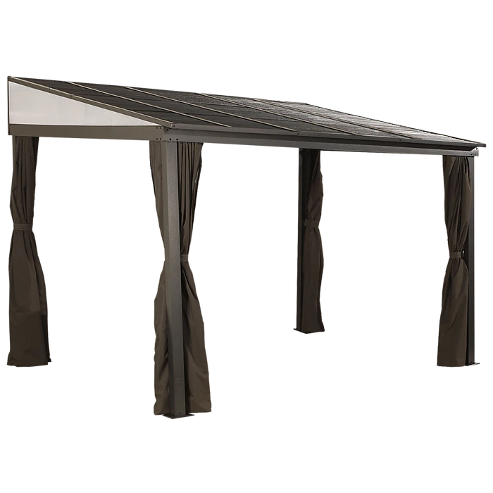 Portland Wall-Mounted Hardtop Gazebo, 10 Ft. X 12 Ft. Dark Brown 3 Portland Wall-Mounted Hardtop Gazebo, 10 Ft. X 12 Ft. Dark Brown - Image 3