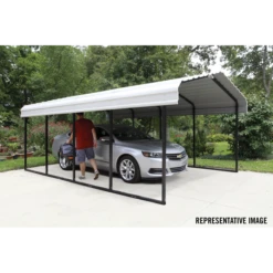 Arrow Carport, 12 Ft. X 96 Ft. X 7 Ft. Eggshell -ShelterLogic || Arrow Shop CPH129607 7