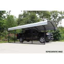 Arrow Carport, 12 Ft. X 96 Ft. X 7 Ft. Eggshell -ShelterLogic || Arrow Shop CPH129607 8