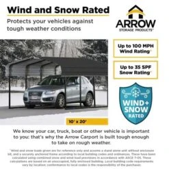 Arrow Carport, 10 Ft. X 20 Ft. X 7 Ft. Charcoal -ShelterLogic || Arrow Shop arrow carport infographic wind snow 10w charcoal 1