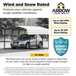 Arrow Carport, 10 Ft. X 96 Ft. X 7 Ft. Eggshell 13 Arrow Carport, 10 Ft. X 96 Ft. X 7 Ft. Eggshell -ShelterLogic || Arrow Shop arrow carport infographic wind snow 10w eggshell 18