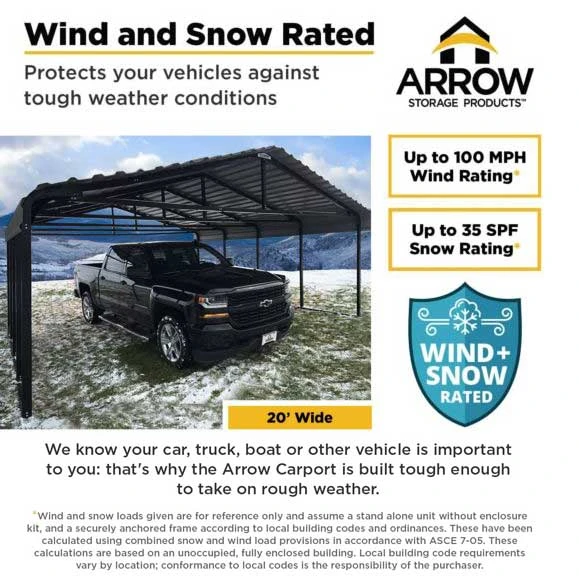 Arrow Carport, 20 Ft. X 96 Ft. X 7 Ft. Charcoal 3 Arrow Carport, 20 Ft. X 96 Ft. X 7 Ft. Charcoal - Image 3