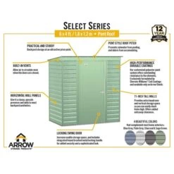 Arrow Select Steel Storage Shed, 8x8, Blue Grey -ShelterLogic || Arrow Shop arrowselect 6x4 pent infographic