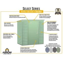 Arrow Select Steel Storage Shed, 6x4, Flute Grey -ShelterLogic || Arrow Shop arrowselect 6x4 pent infographic 3