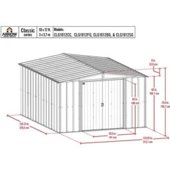 Arrow Classic Steel Storage Shed, 10 Ft. X 12 Ft., Blue Grey -ShelterLogic || Arrow Shop classic 10x12 schematic