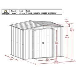 Arrow Classic Steel Storage Shed, 8 Ft. X 6 Ft., Blue Grey 29 Arrow Classic Steel Storage Shed, 8 Ft. X 6 Ft., Blue Grey -ShelterLogic || Arrow Shop classic 8x6 schematic 1